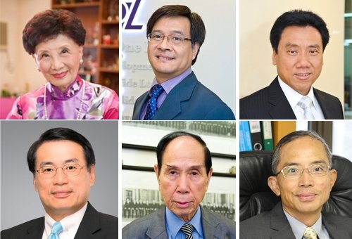 (左上起順時針方向)：費明儀女士、郭家聲先生、鄺慶泉先生、蘇永乾先生、蘇仲平先生及梁永祥先生