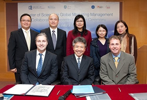 (First row from left) Professor Gerard Prendergast, Head of the Department of Marketing, HKBU, Professor Stephen Cheung, Professor Bradley Barnes, and Dr. Noel Siu (back row, centre), the Programme Director and Associate Professor of the Department of Mar