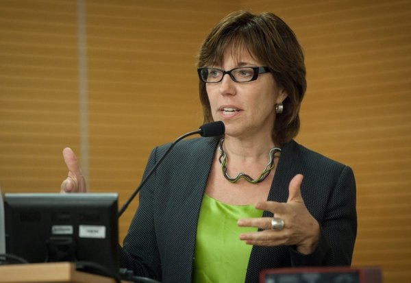 Professor Anne Balsamo delivers a keynote speech