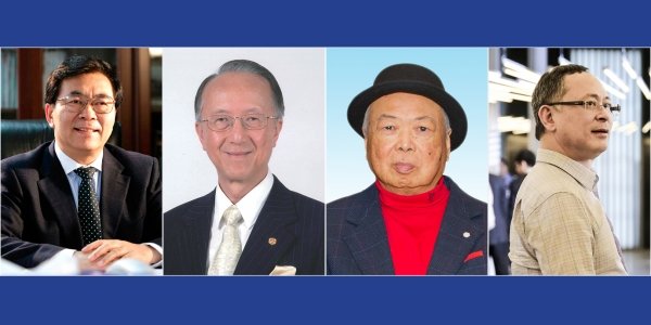 浸大将颁授荣誉博士学位予（左起）白春礼院长、陈树安博士、许贤发先生和杜琪峯博士。