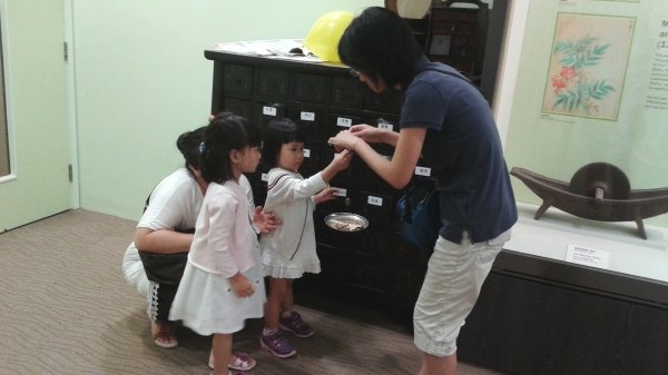 Children learn to weigh Chinese herbs with a small steelyard