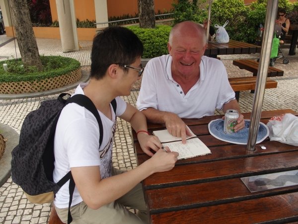 A student interviews a Lantau Island resident to understand their daily needs