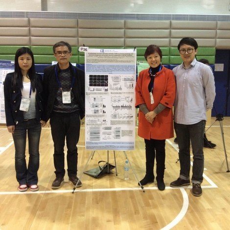 Professor Li Min (second from right) with her research team members, Dr Song Juxian (second from left), Mr Liu Liangfeng (right) and Ms Chen Leilei attend the 7th International Symposium on Autophagy
