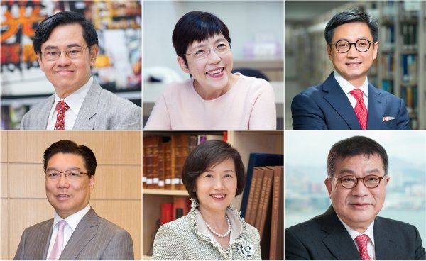 (Clockwise from left top) Mr Cheng Kok-kong, Ms Belinda Hung Kwai-yi, Mr Alfred Lee Tak-kong, Dr Jacinto Tong Man-leung, Mrs Susan So Chan Wai-hang, and Mr Tommy Li Ying-sang