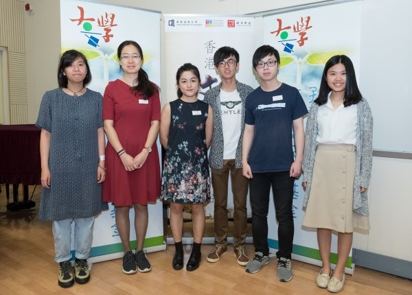 The award-winning HKBU students and alumni: (From left) Lee Wai-kwan, Xie Xuan, Shiu Chi-yin, Wong Ka-wai, Yeung Lai-ming and Li Yee-ki