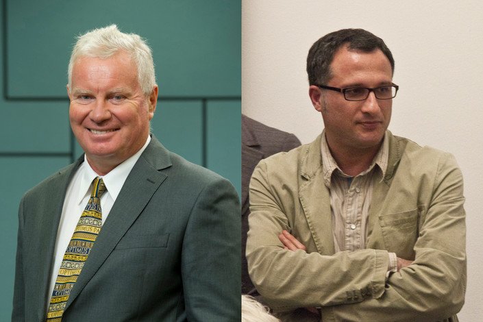(From left) Professor Clayton MacKenzie and Professor Jalal Toufic are elected as Fellow of the Hong Kong Academy of the Humanities