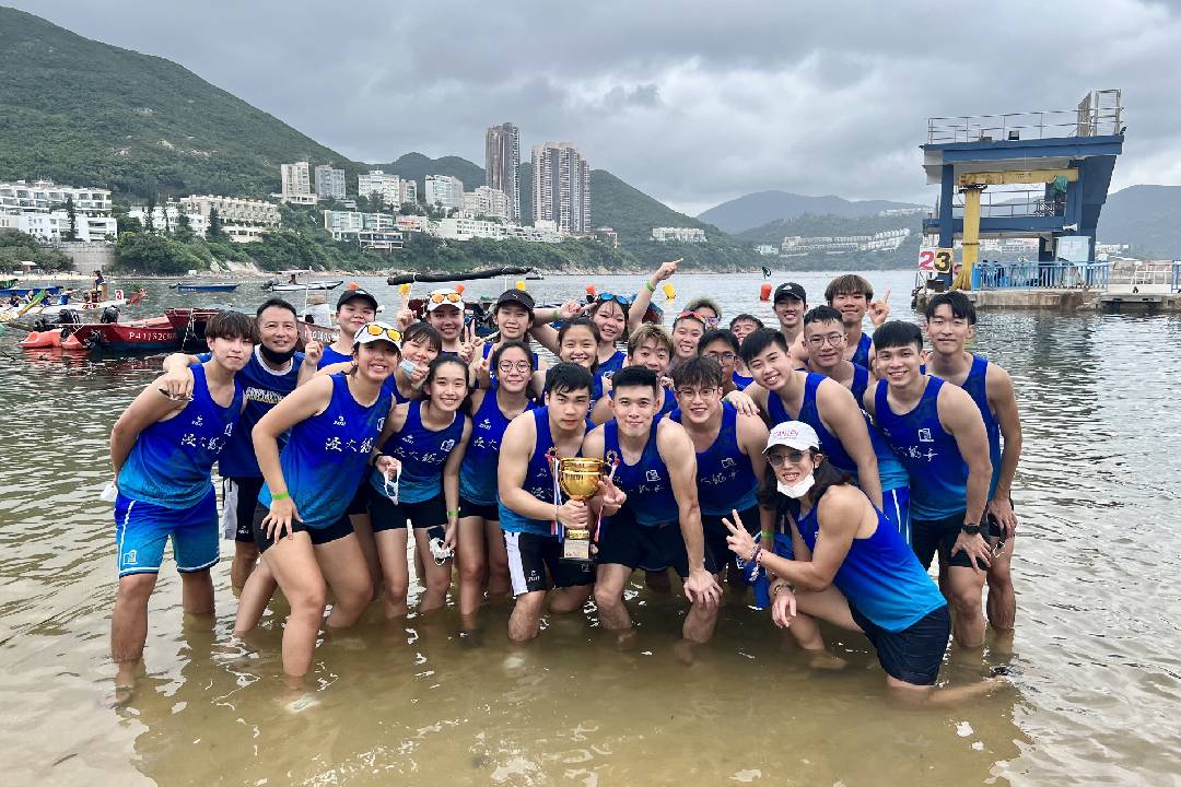 The HKBU Dragon Boat Team is crowned champion at the Hong Kong Dragon Boat Short Course Meet.