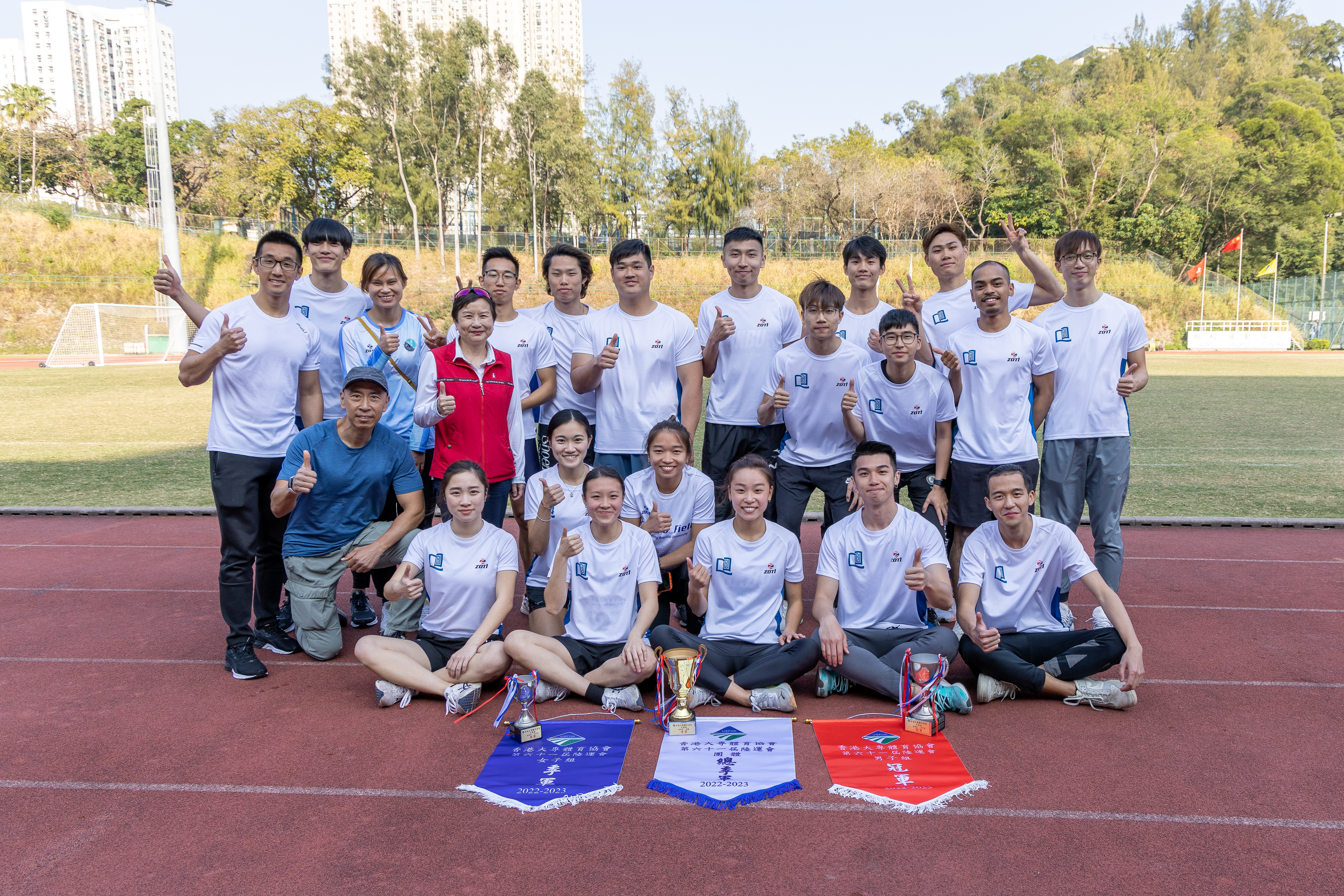 The HKBU Athletics Team clinched the championship in the overall men’s category and the second runner-up title in the overall women’s category at the 61st USFHK Annual Athletic Meet. The team also attained the third place in the overall results of this year’s competition.