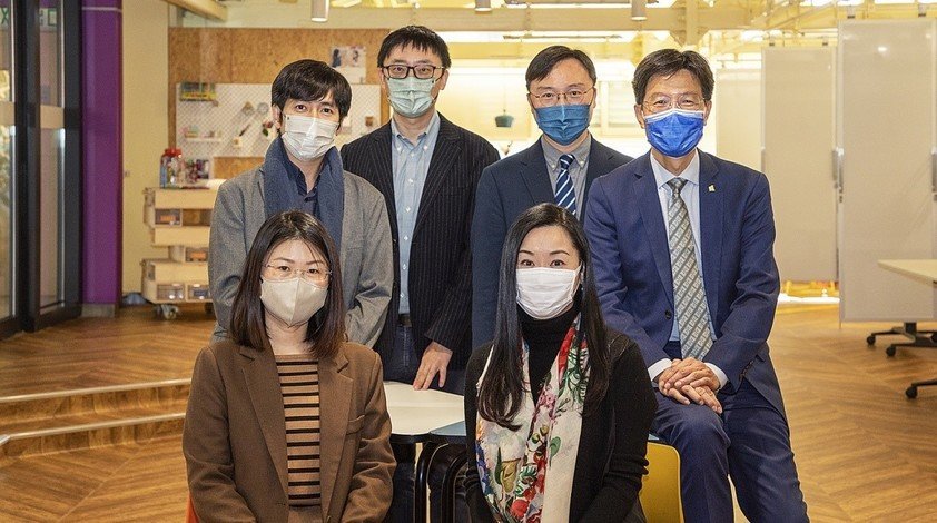 (Back row from right) Dr Albert Chau and Professor William Cheung join (back row from left) Mr Kingsley Ng, Professor Jiji Zhang, (front row from left) Dr Wendy Huang and Dr Glos Ho, directors of the four new programmes, at an event to introduce the new transdisciplinary programmes to the media.