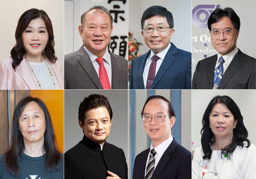 (Clockwise from left top) : Ms Mabel Chan Mei-bo, Mr Cheng Chak-kuen, Mr Hung Kwong-yee, Mr Kenneth Kwok Ka-ching, Ms Cecilia Lee Sau-wai, The Hon Ma Fung-kwok, Mr Warren Mok Wah-yeun and Dr Herman Yau Lai-to.