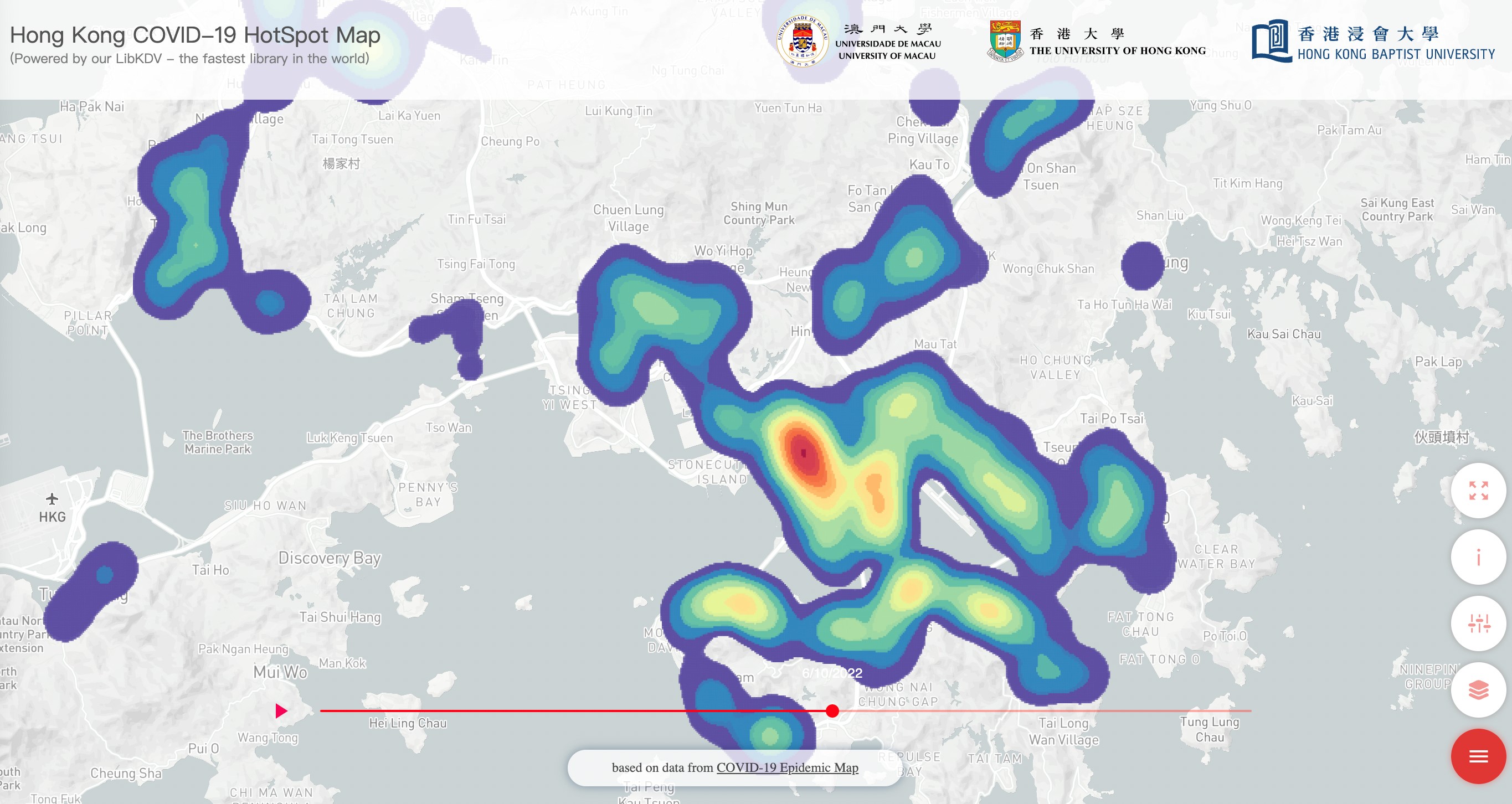 Hong Kong COVID-19 Hotspot Map allows the visualisation of real-time and dynamic geographic distribution of COVID-19 cases in Hong Kong.